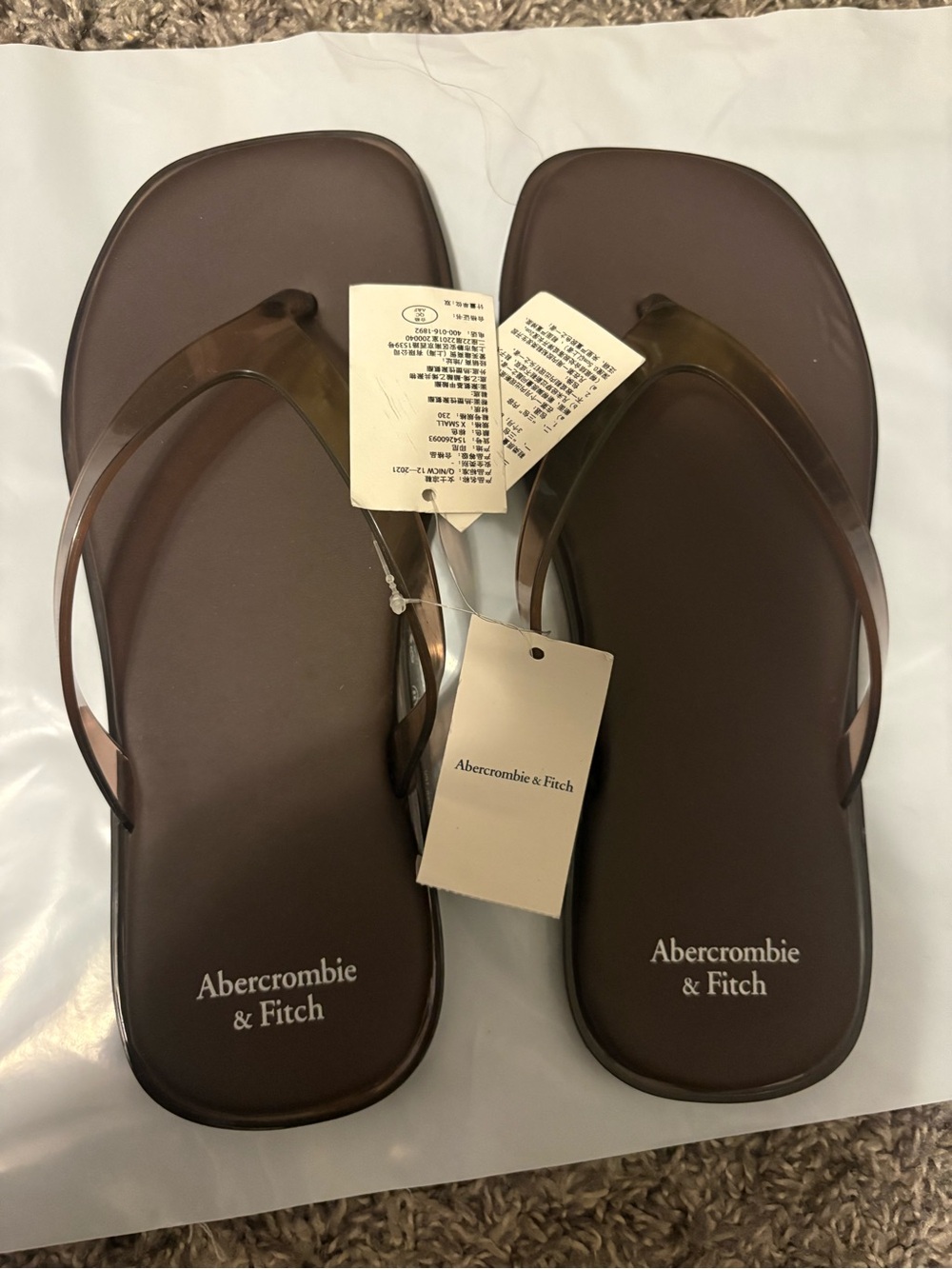 Abercrombie & Fitch Brown Men’s Flip Flops with Clear Straps